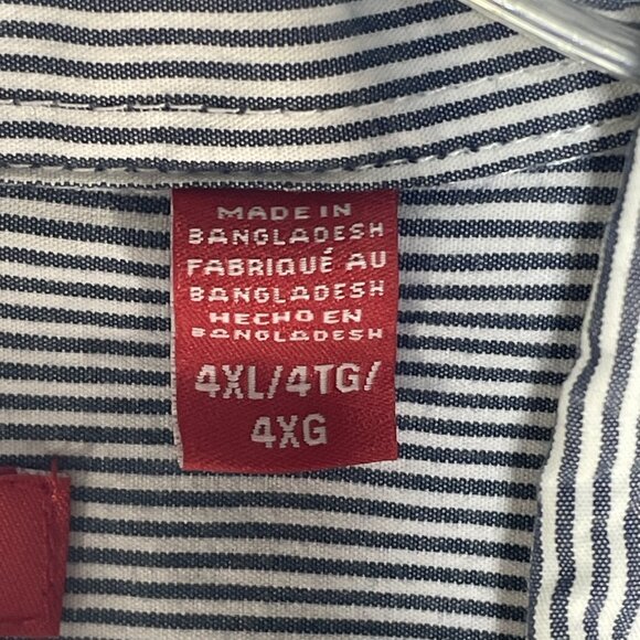 Izod Shirt Men's 4XL Gray White Striped Cotton Long Sleeve Embroidered Pocket - Picture 7 of 9